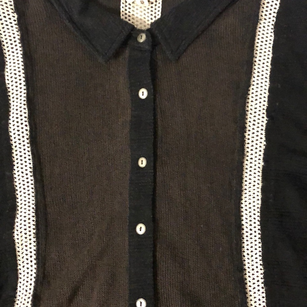 Pol Patchwork Wide Bell Sleeve Button Down Knit L… - image 2